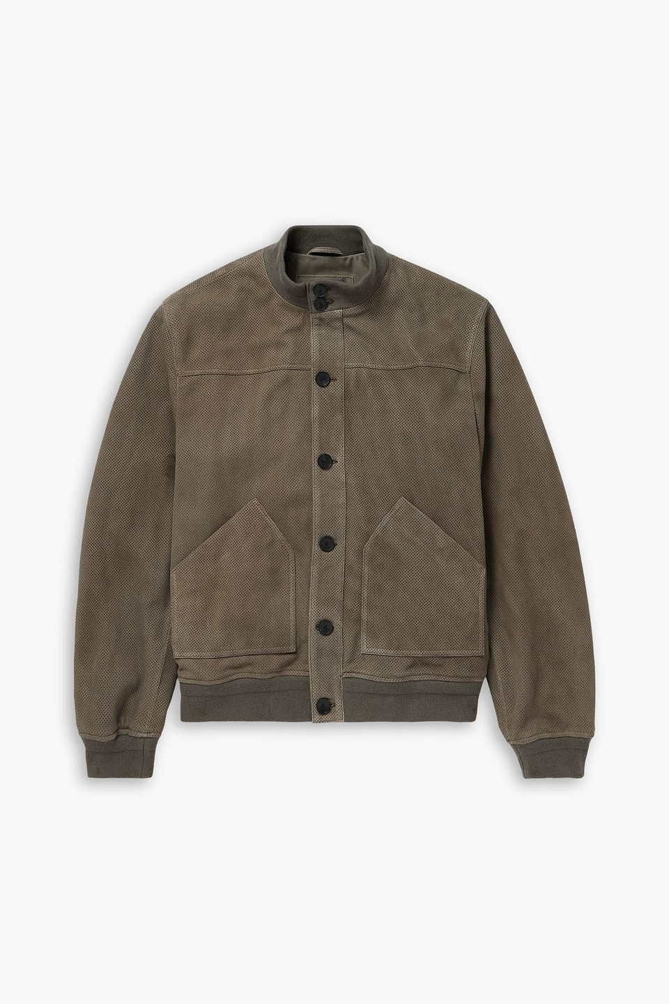 mr p. - perforated suede harrington jacket - neutral - s