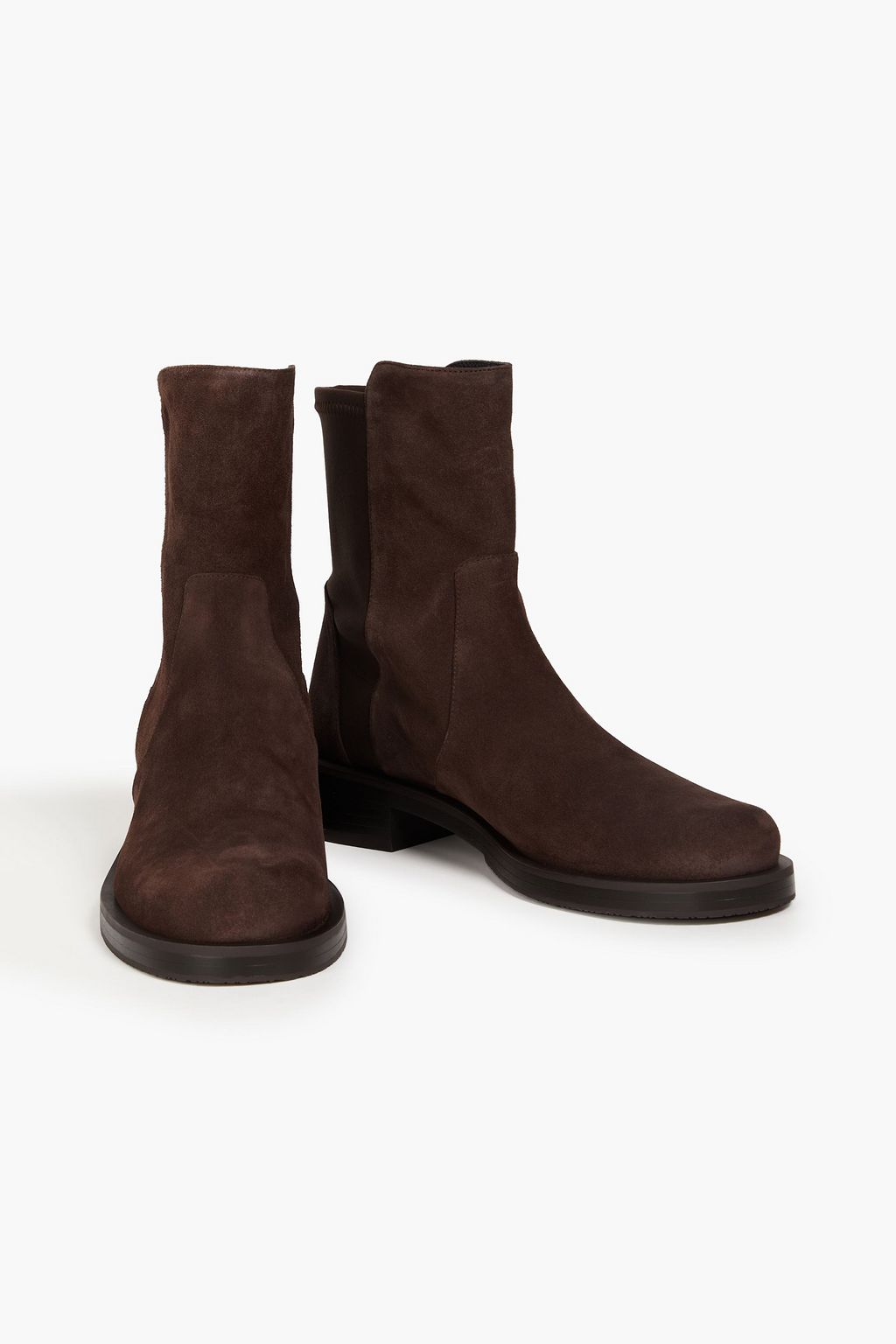 STUART WEITZMAN بوت بطول الكاحل من الشامواه وميكرو ستريتش