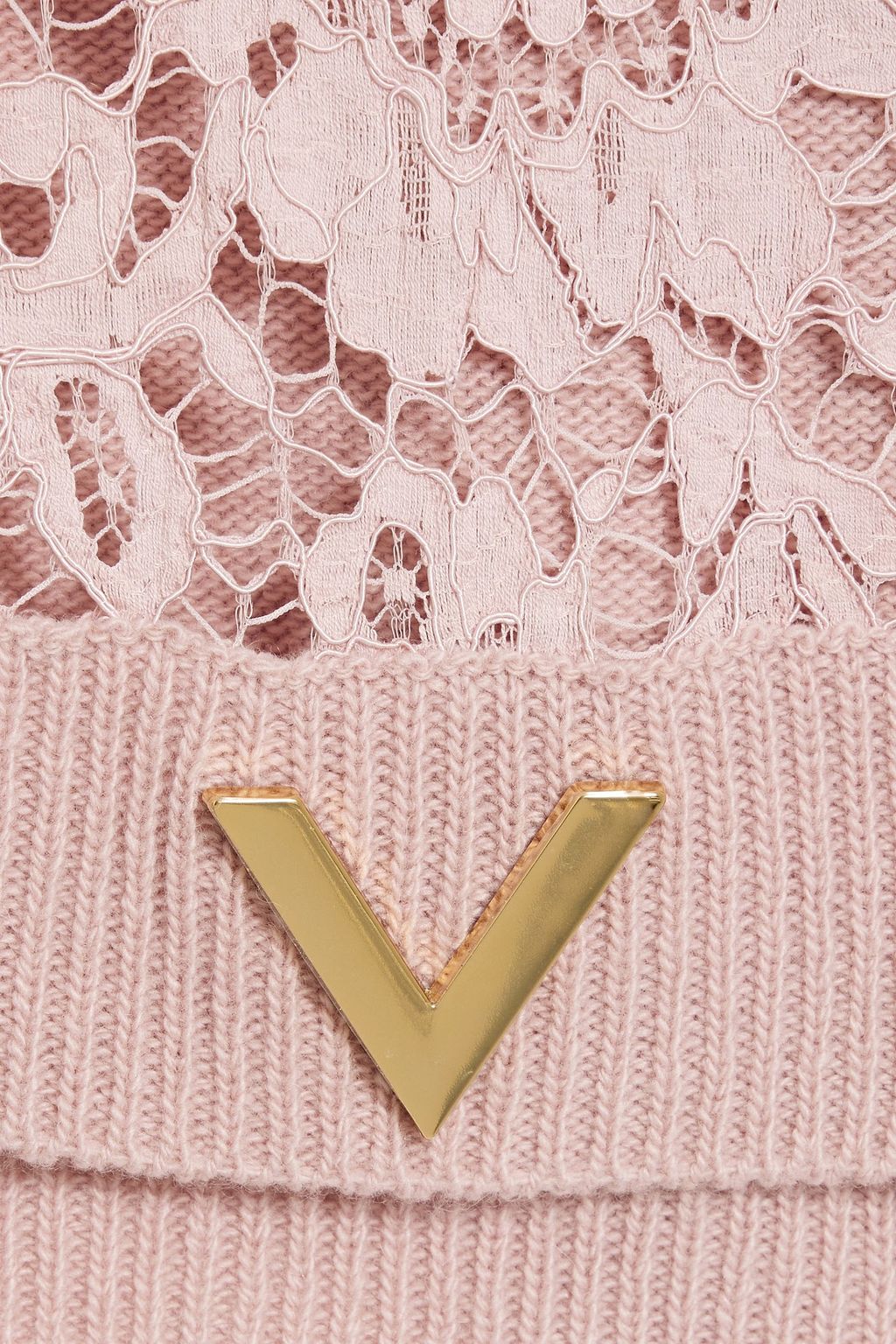 VALENTINO GARAVANI Corded lace-paneled wool and cashmere-blend sweater