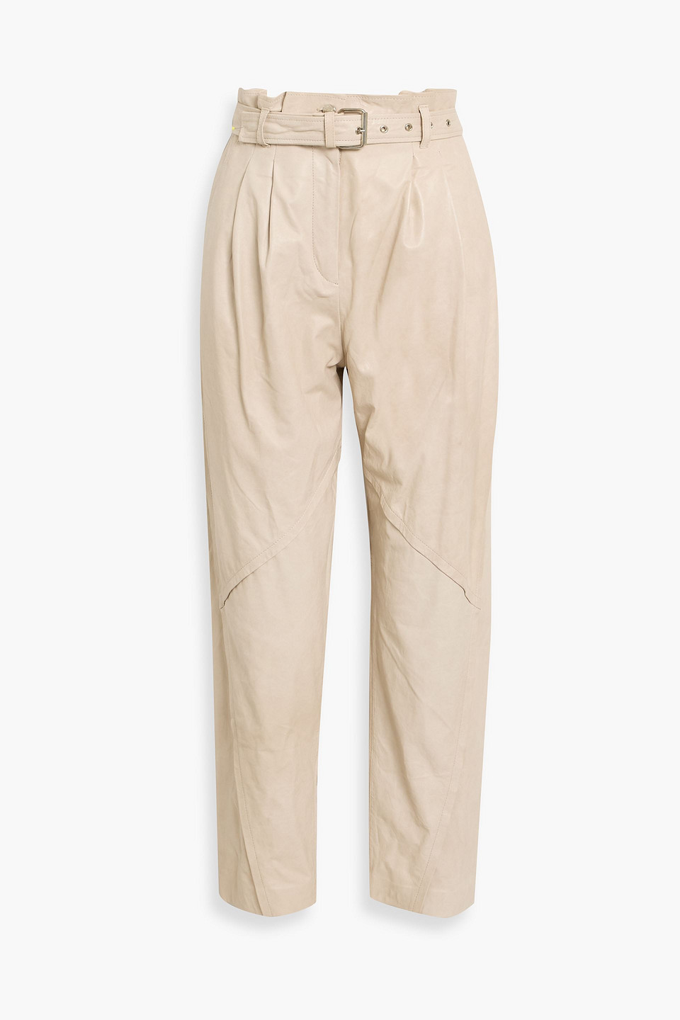 iro - belted leather tapered pants - neutral - fr 32