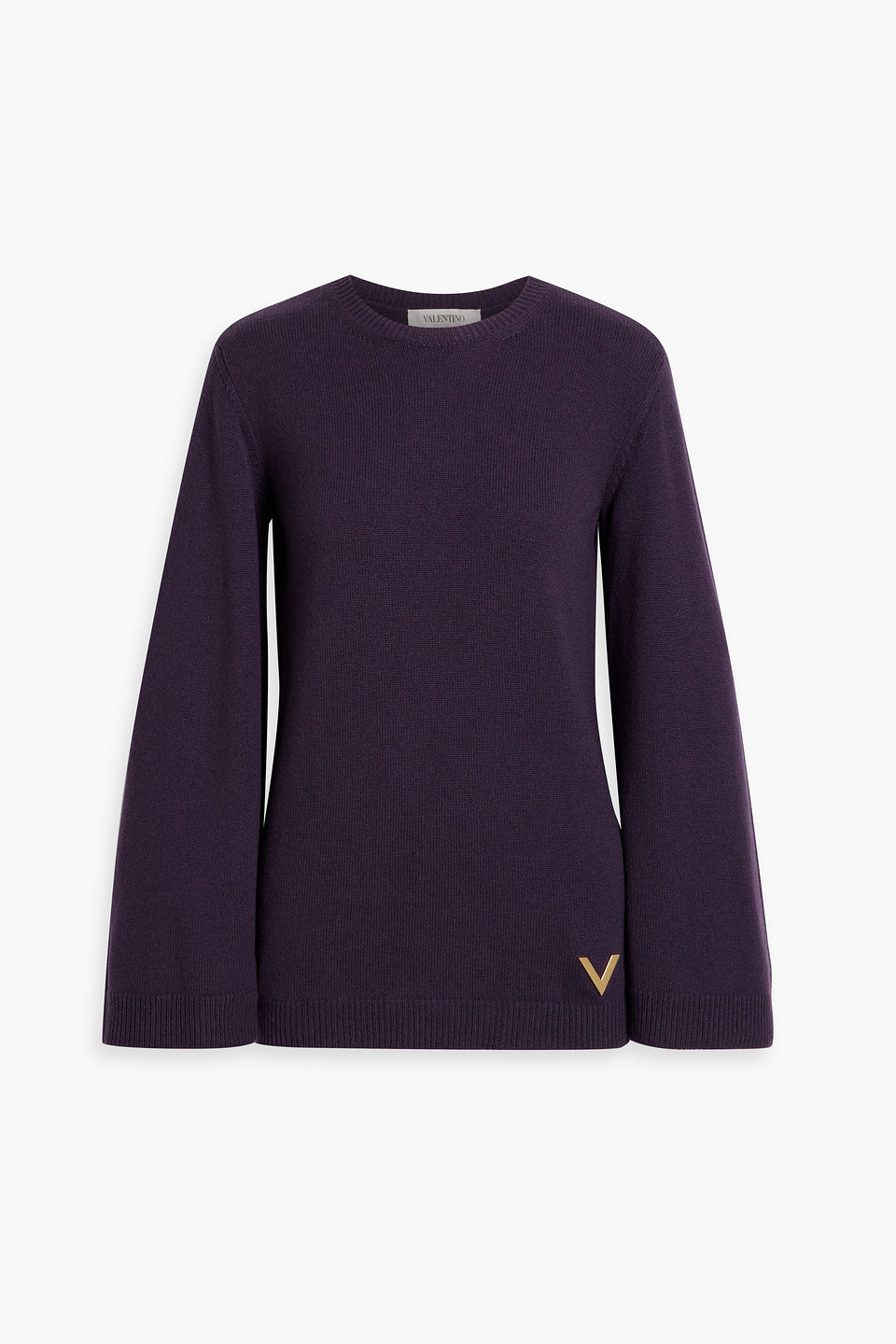 Shop Valentino Embellished Cashmere Sweater In Dark Purple