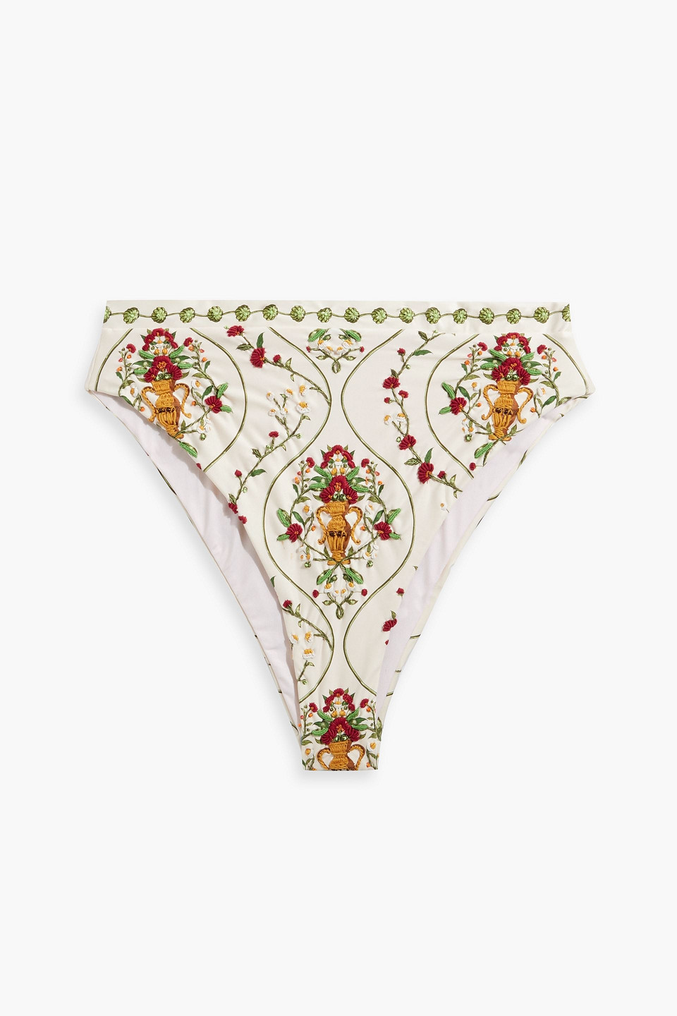 AGUA BY AGUA BENDITA GUALANDAY REMEDIOS EMBROIDERED PRINTED HIGH-RISE BIKINI BRIEFS