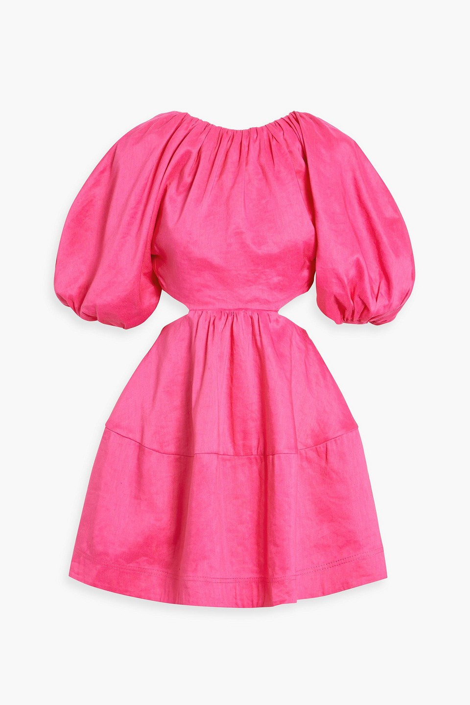 Aje Admiration Lace-up Cutout Linen-blend Mini Dress In Bright Pink