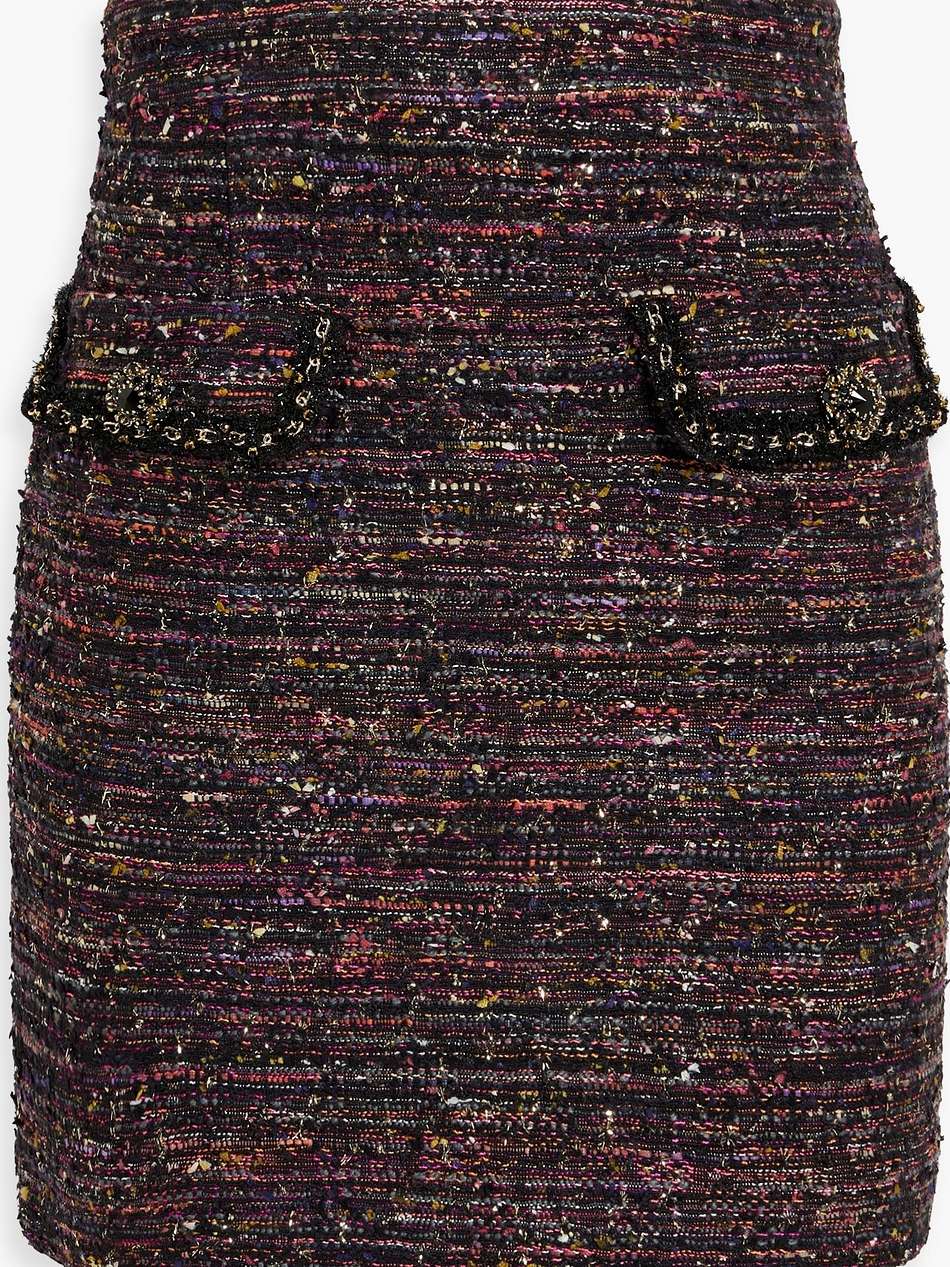 monet metallic bouclé-tweed mini skirt