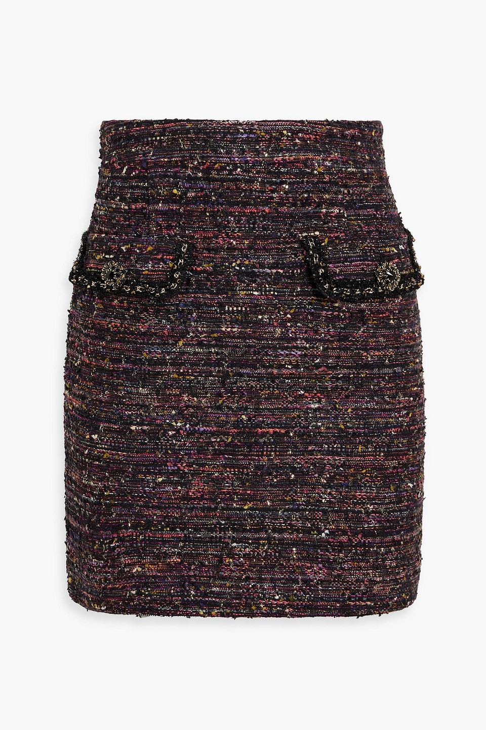 Rebecca Vallance Monet Metallic Bouclé-tweed Mini Skirt In Black