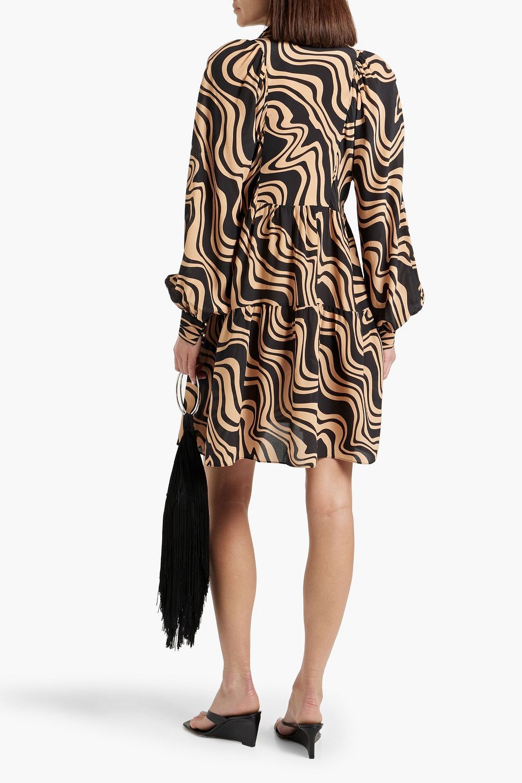 REBECCA VALLANCE Thiago tiered printed silk-crepe mini dress