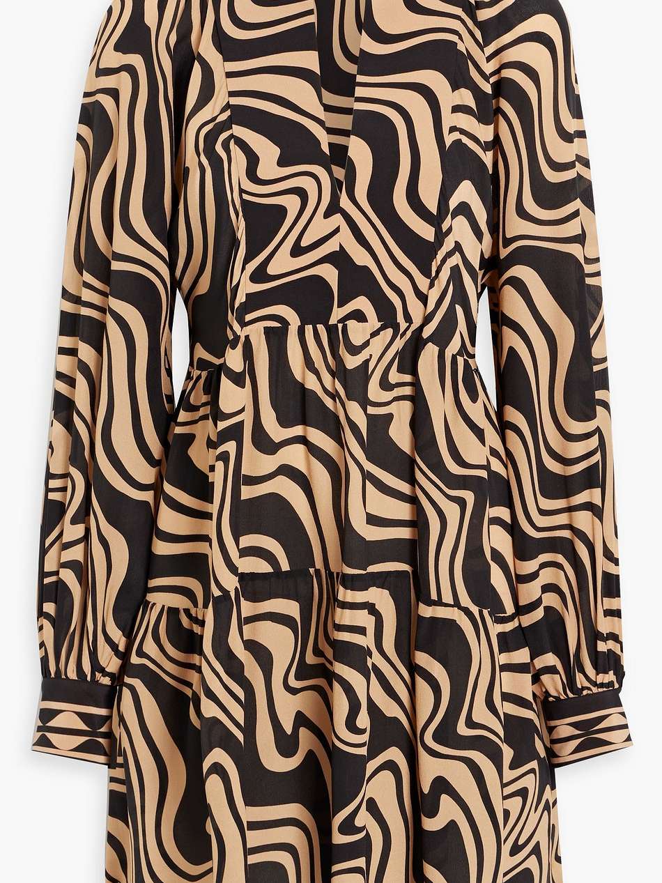 thiago tiered printed silk-crepe mini dress