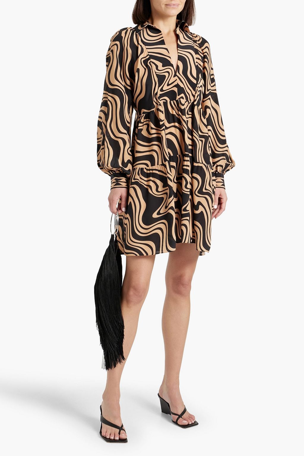 REBECCA VALLANCE Thiago tiered printed silk-crepe mini dress