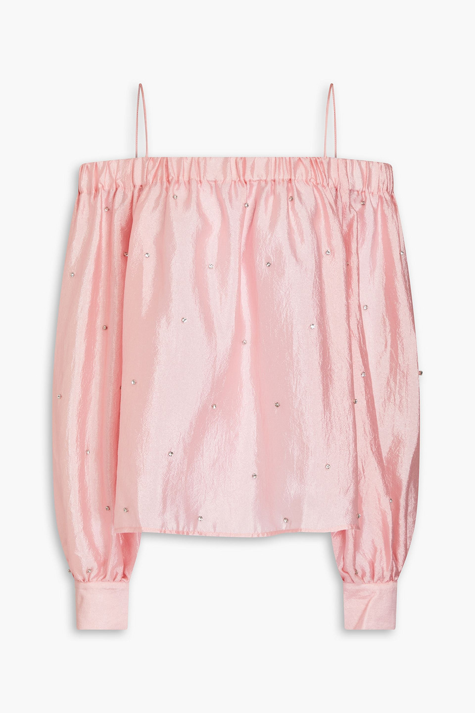 Stine Goya Cold-shoulder Embellished Taffeta Top In Baby Pink