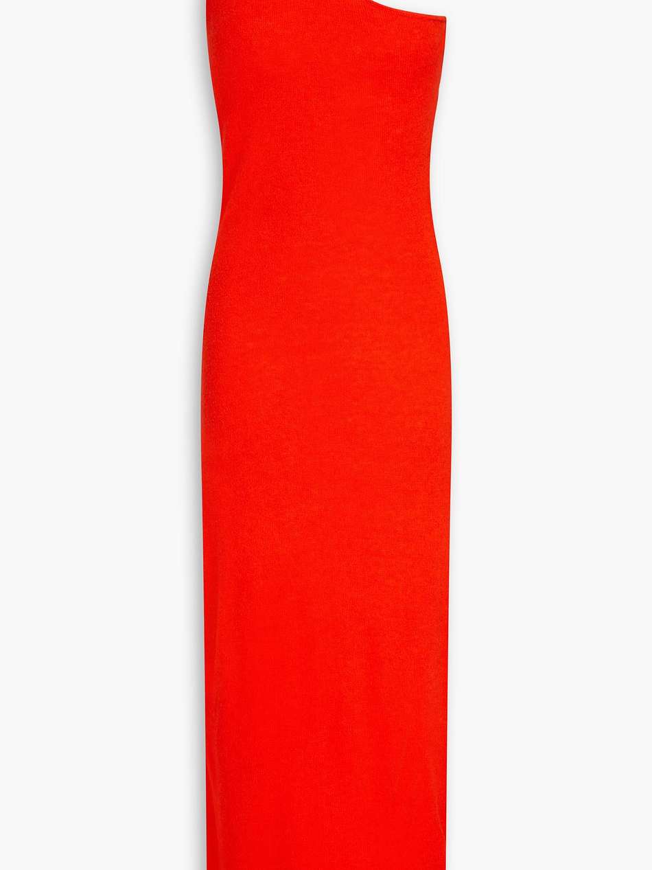 tiffany one-shoulder cutout merino wool and silk-blend midi dress