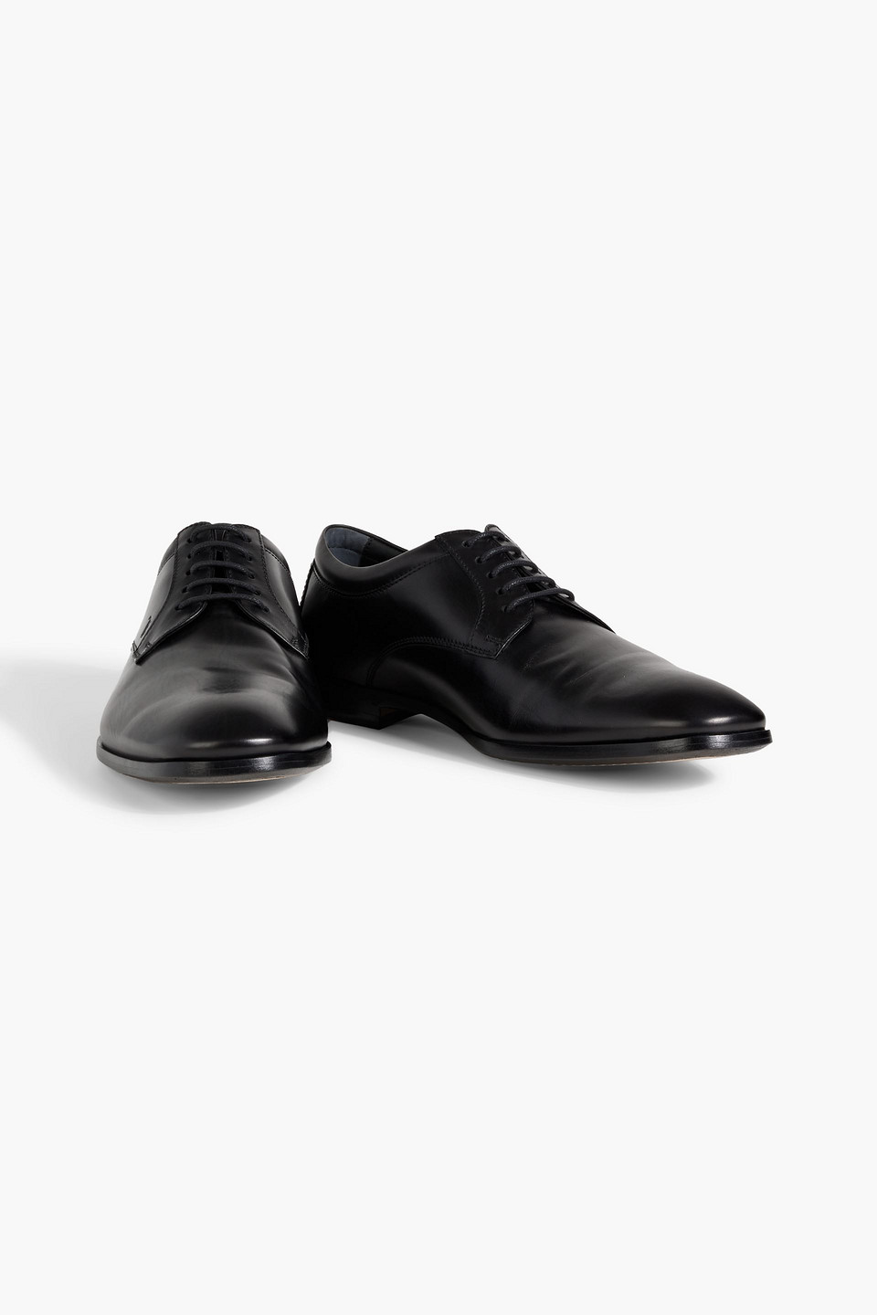 Shop Tod's Leather Derby Shoes In Black