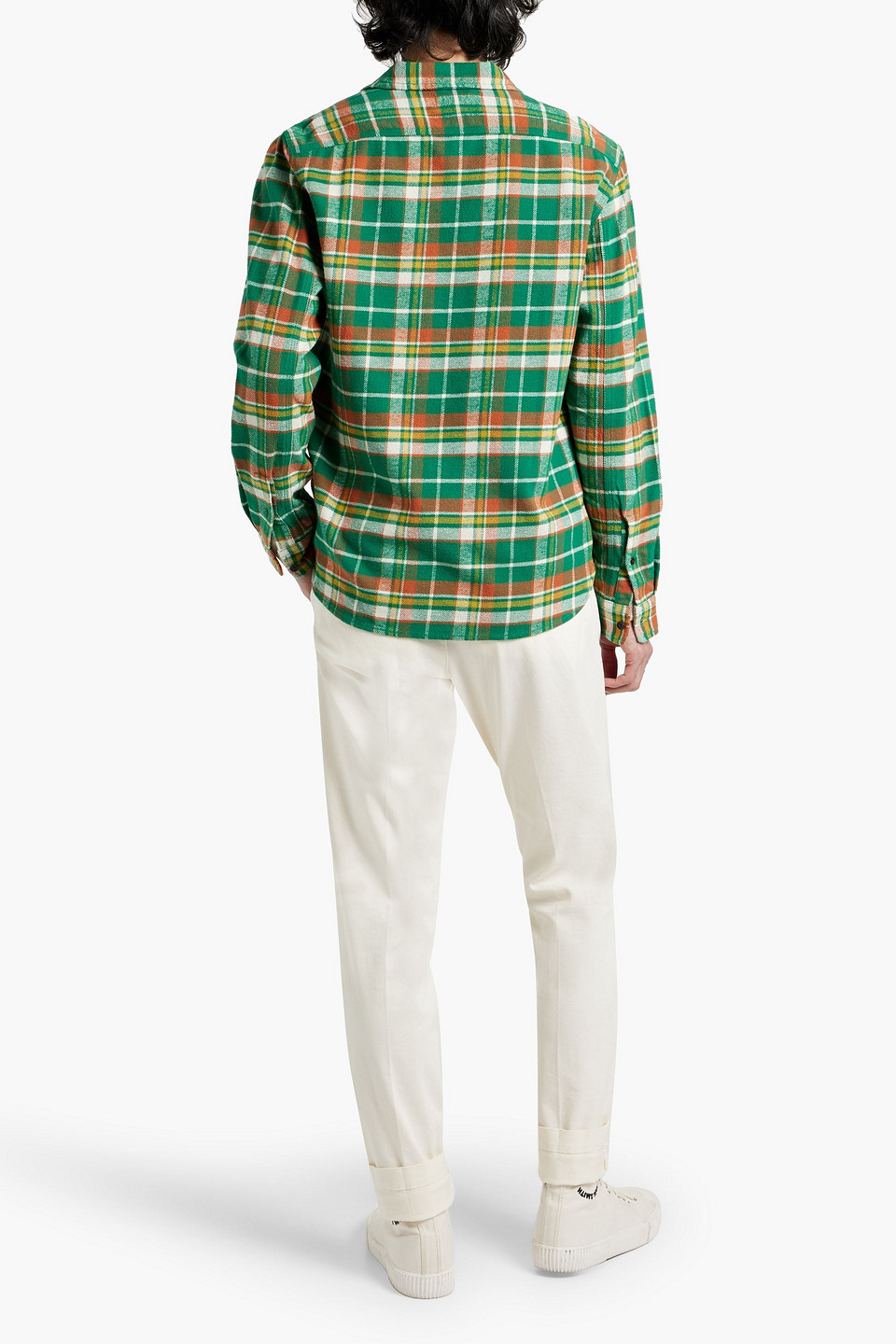 Shop Alex Mill Checked Cotton-flannel Shirt In Green