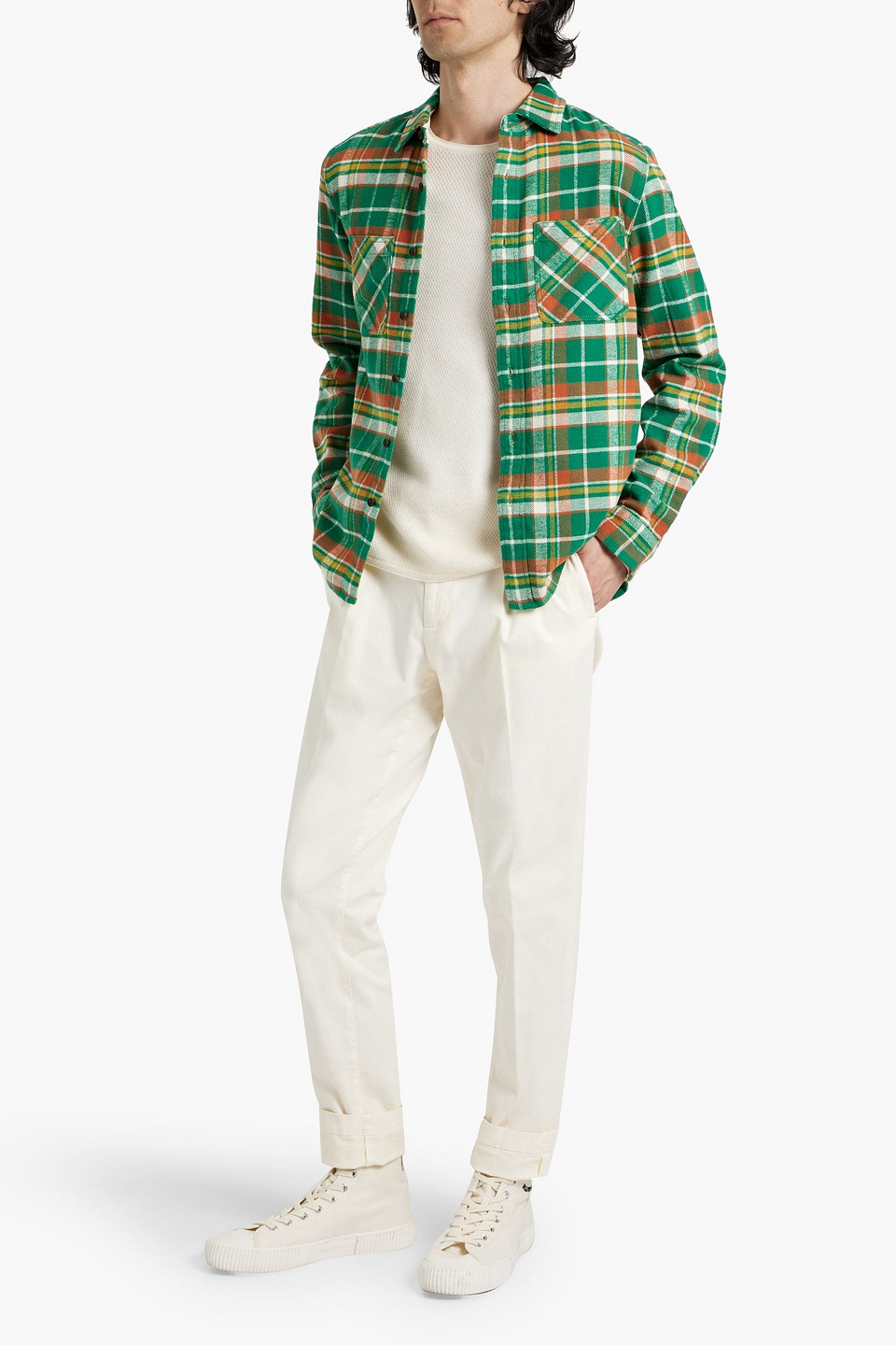 Shop Alex Mill Checked Cotton-flannel Shirt In Green