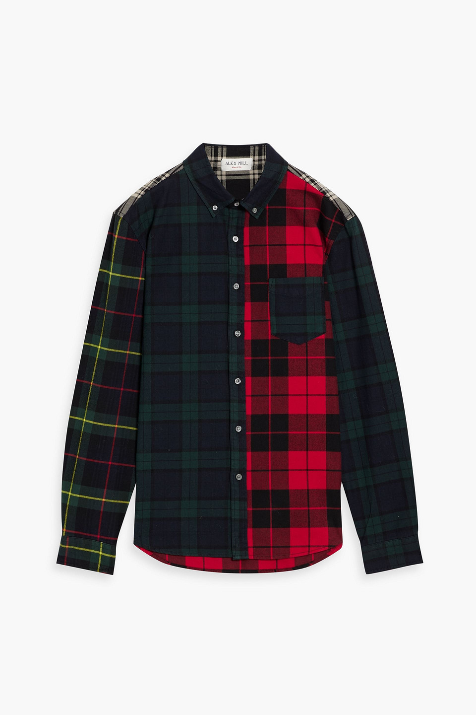 Shop Alex Mill Mill Patchwork Checked Cotton-flannel Shirt In Red