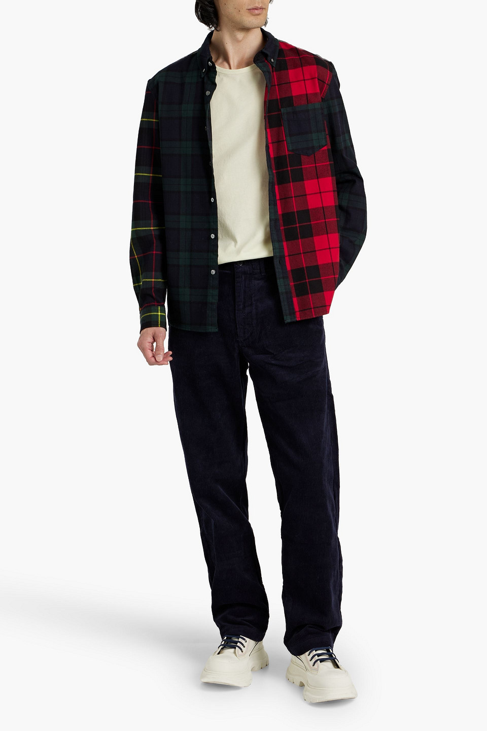 Shop Alex Mill Mill Patchwork Checked Cotton-flannel Shirt In Red