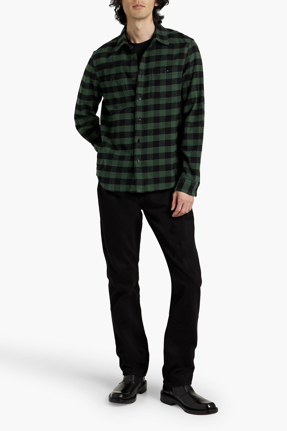 Shop Alex Mill Checked Cotton-flannel Shirt In Green