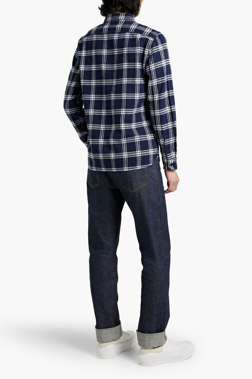 Shop Alex Mill Checked Cotton-flannel Shirt In Navy