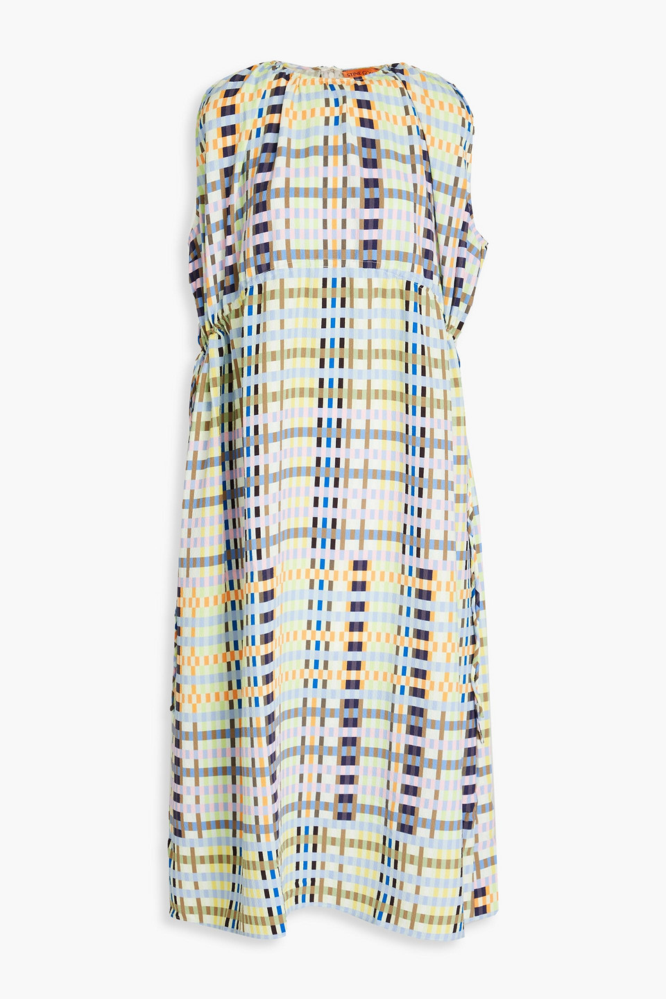 Stine Goya Rowena Checked Crepe Midi Dress In Light Green | ModeSens