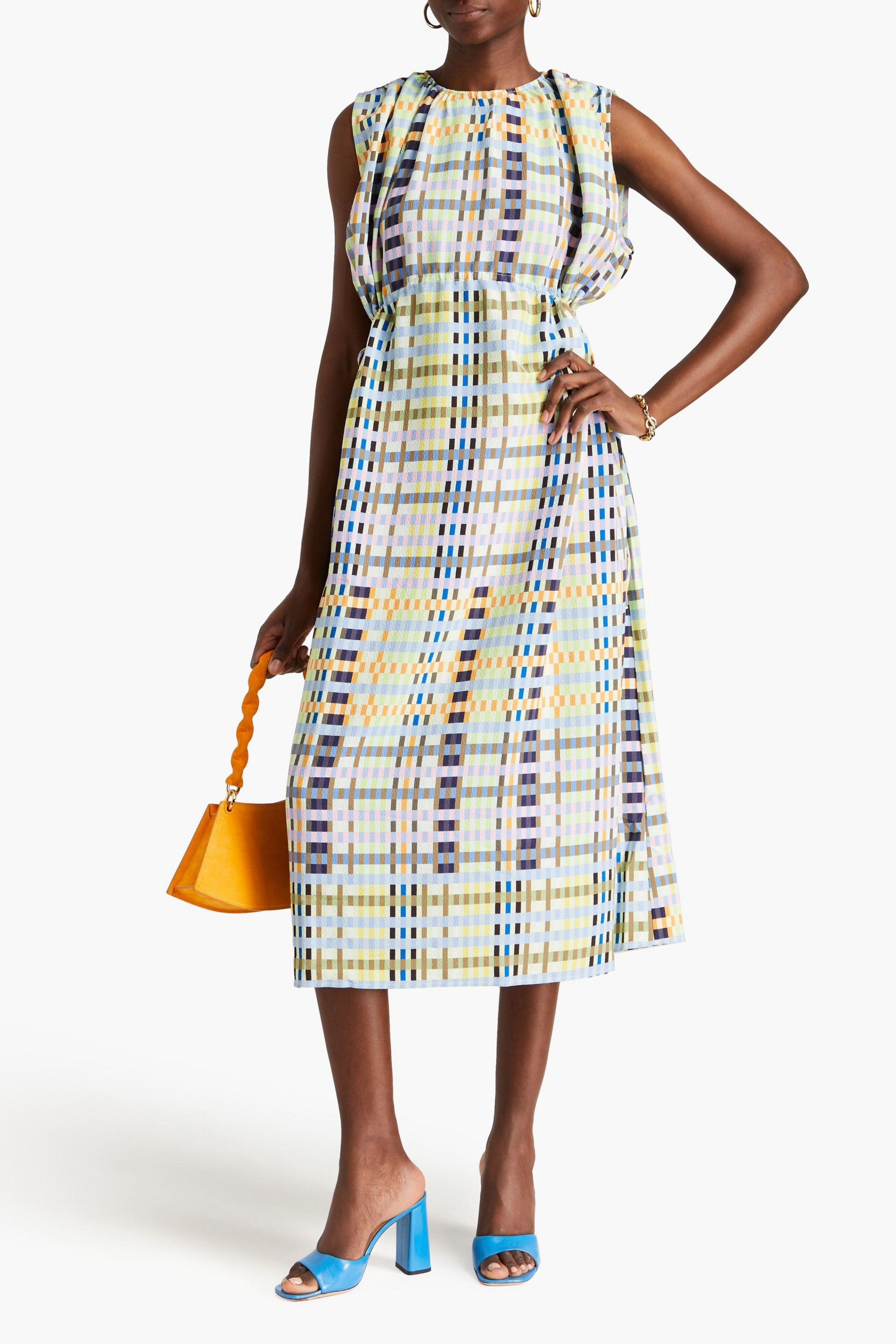 Stine Goya Rowena checked crepe midi dress