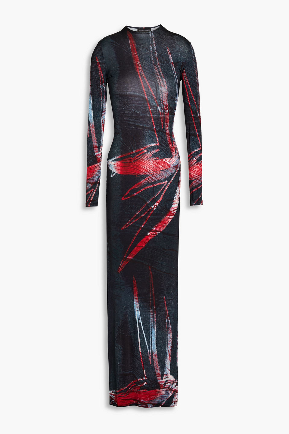 Louisa Ballou High Tide Printed Stretch-jersey Maxi Dress In Storm Blue