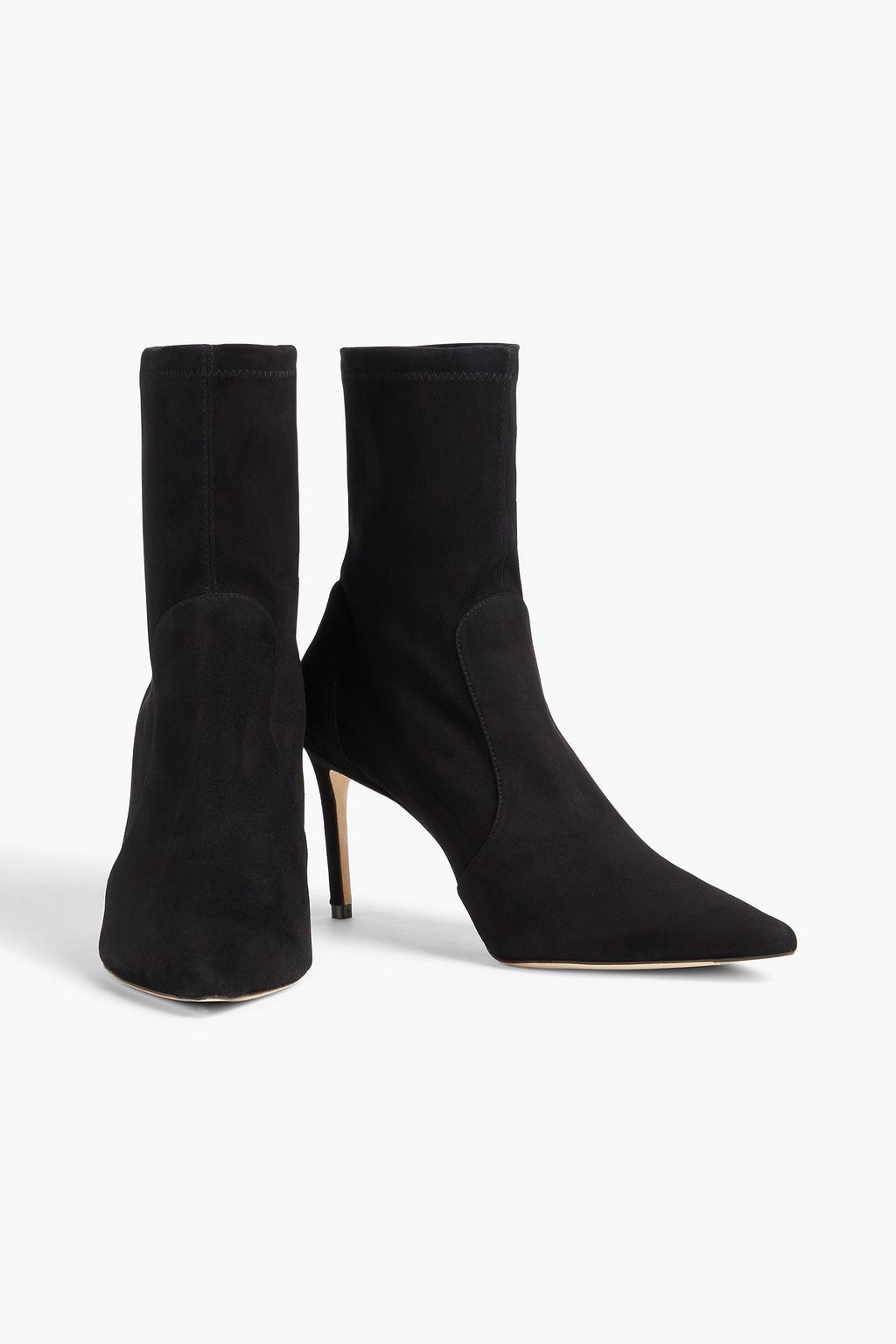 STUART WEITZMAN حذاء بوت على شكل جوارب من الجلد السويدي المرن