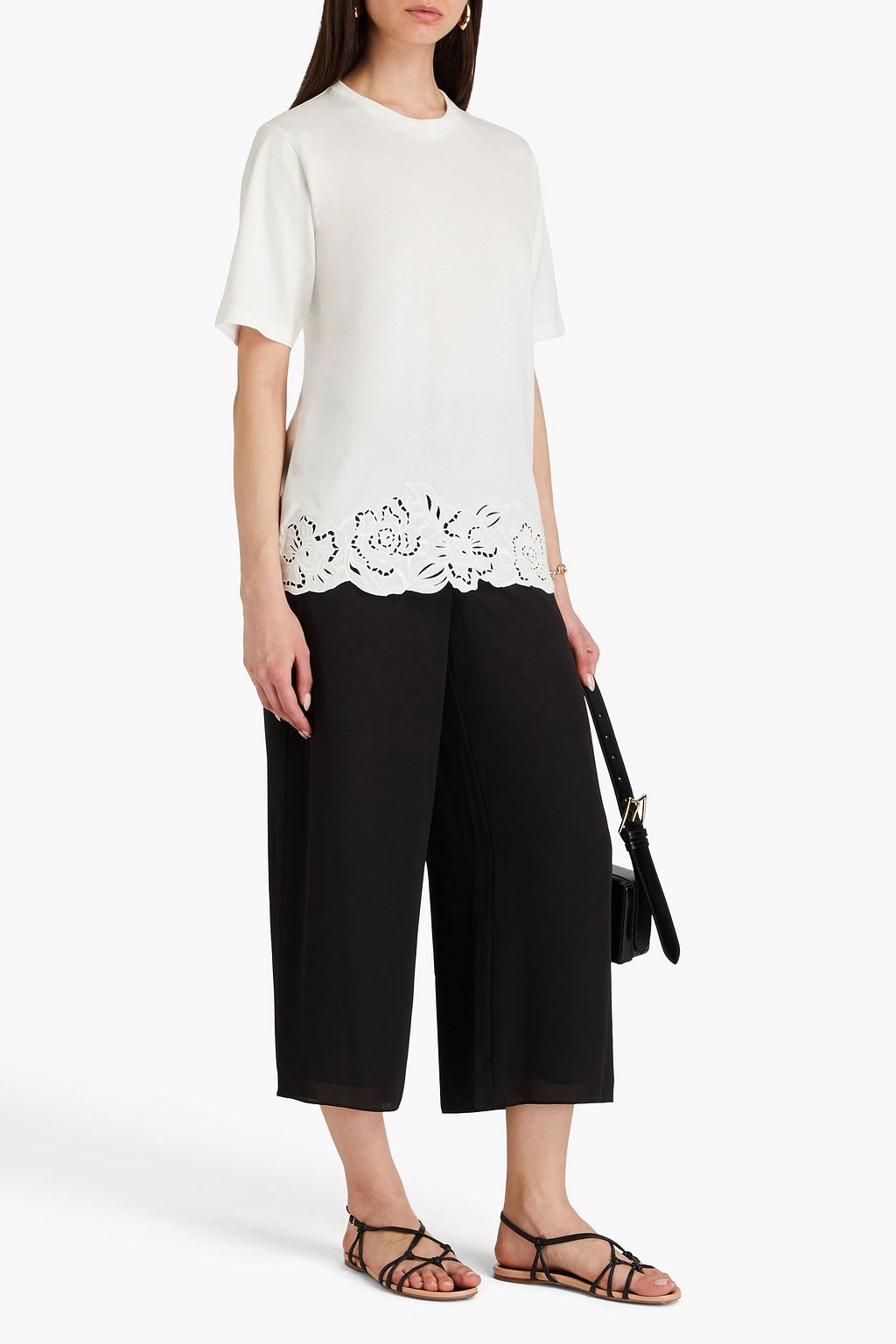 ELIE SAAB Broderie anglaise cotton-jersey T-shirt
