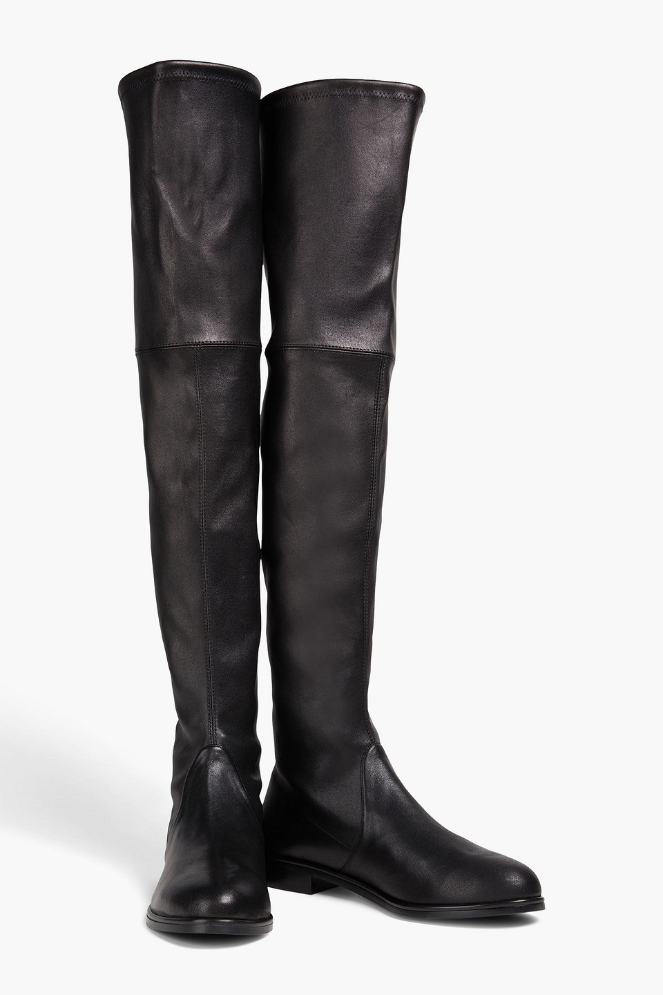Stuart Weitzman Lowland Bold Leather Over-the-knee Boots In Black