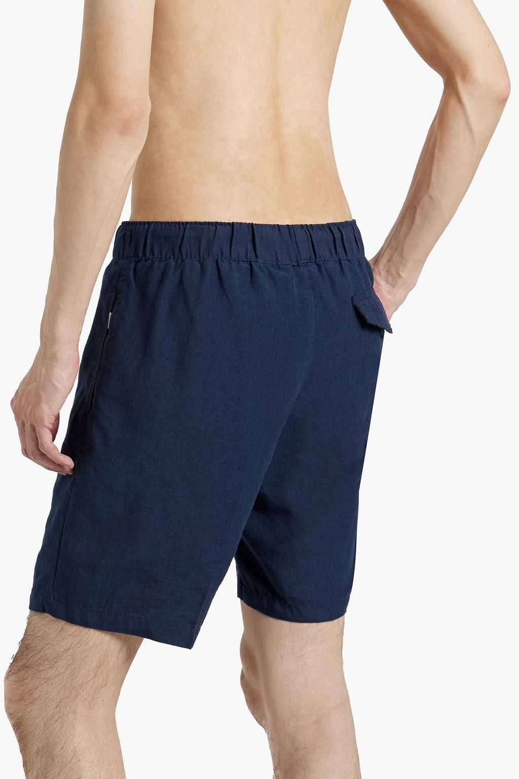 ONIA Mid-length linen-blend swim shorts