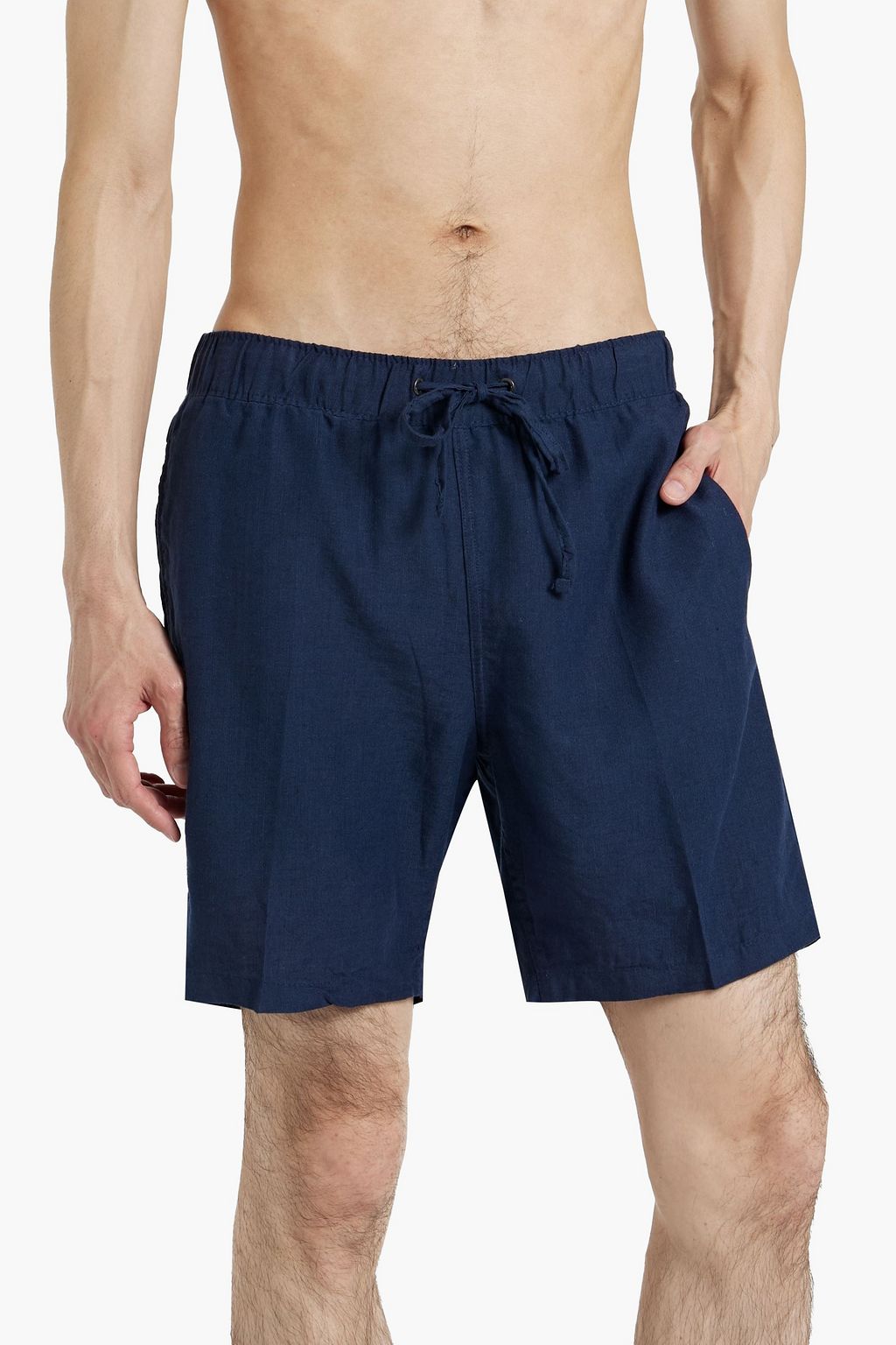 ONIA Mid-length linen-blend swim shorts