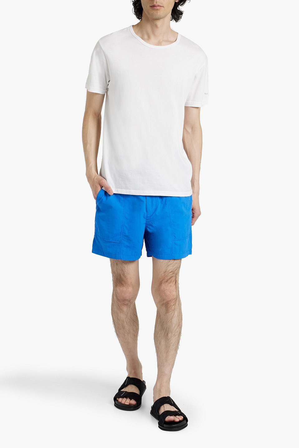 Shop Alex Mill Utility Shell Drawstring Shorts In Cobalt Blue