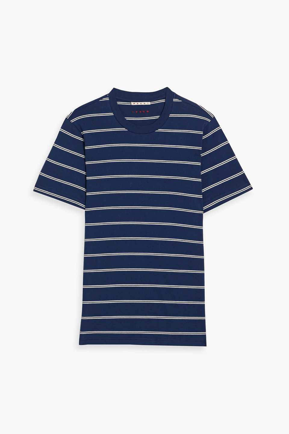 Marni Striped Cotton-jersey T-shirt In Navy