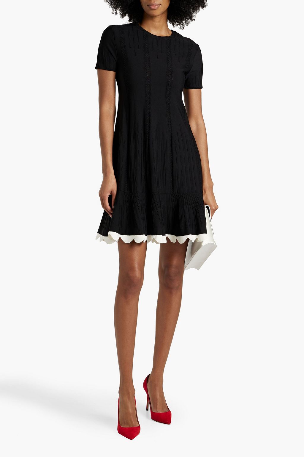VALENTINO GARAVANI Pointelle-knit mini dress