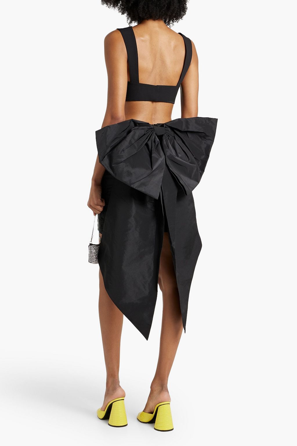 REBECCA VALLANCE Homecoming bow-detailed taffeta mini skirt
