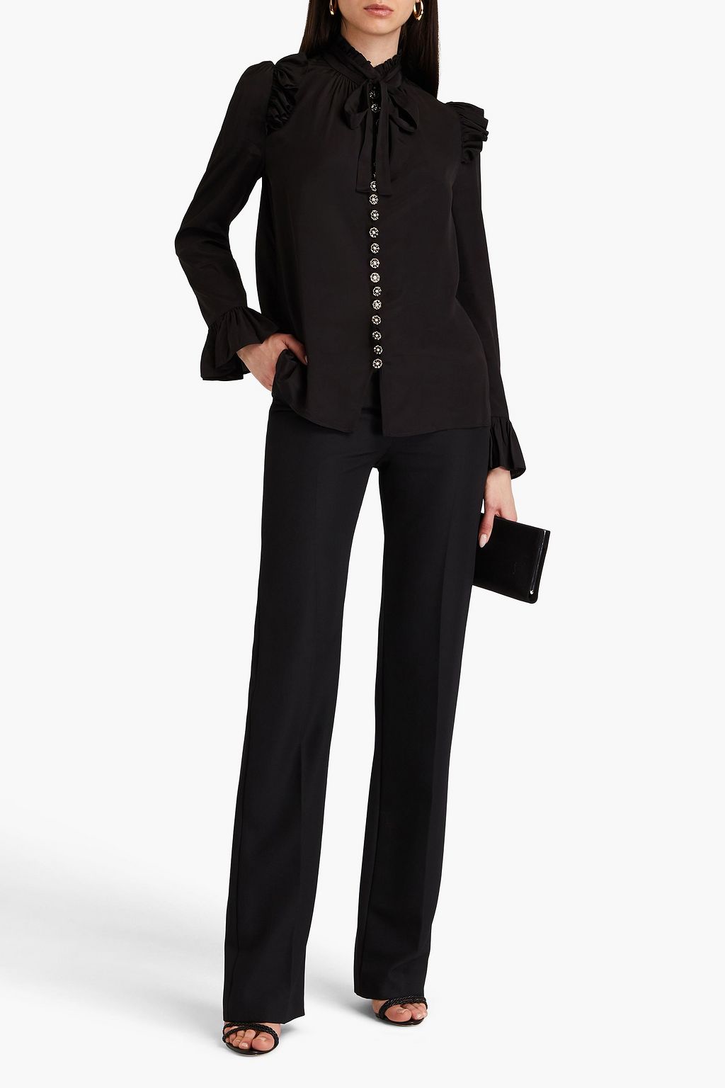 ZIMMERMANN Pussy-bow ruffled crepe de chine blouse