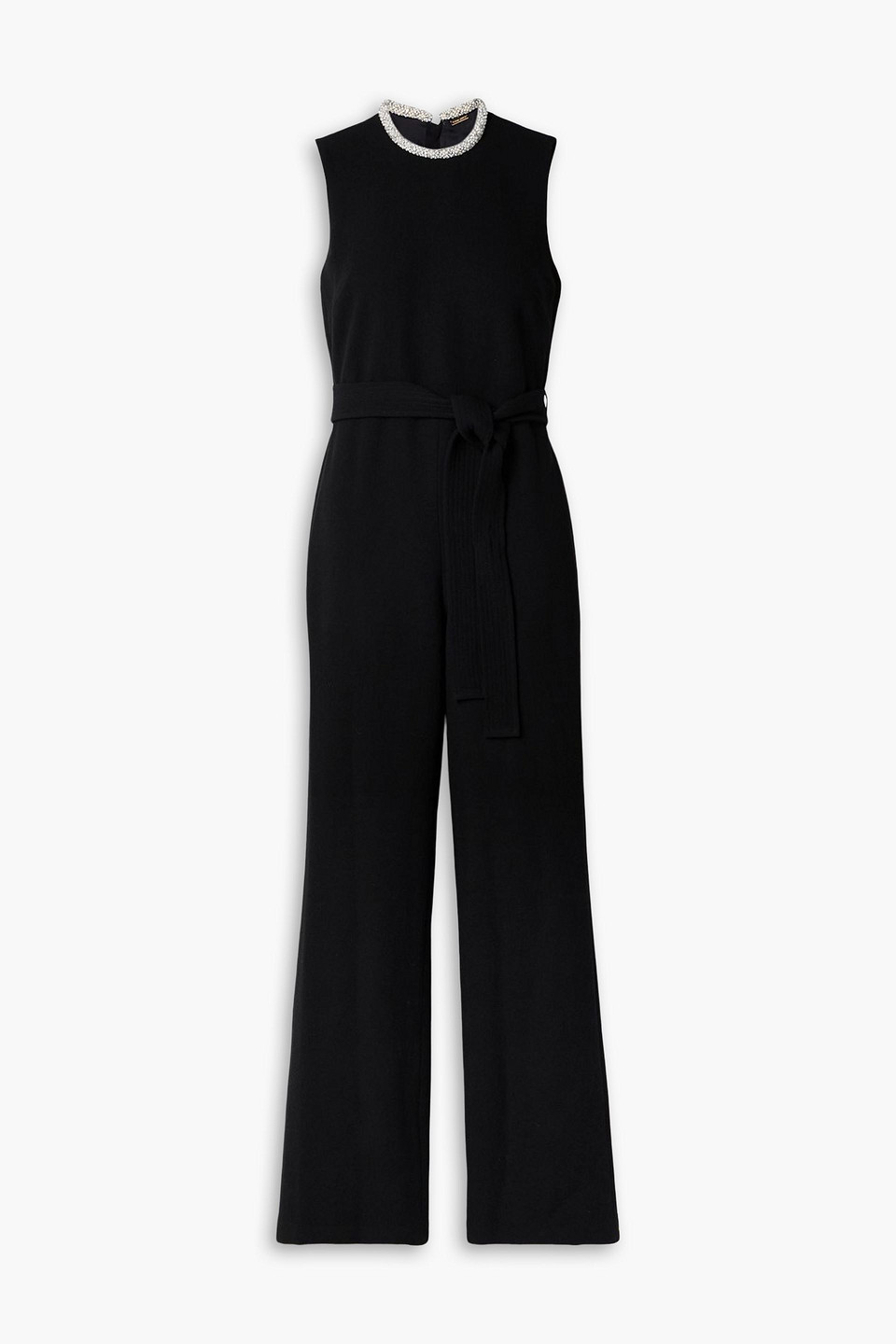 adam lippes - barclay belted embellished wool-crepe jumpsuit - black - us 10