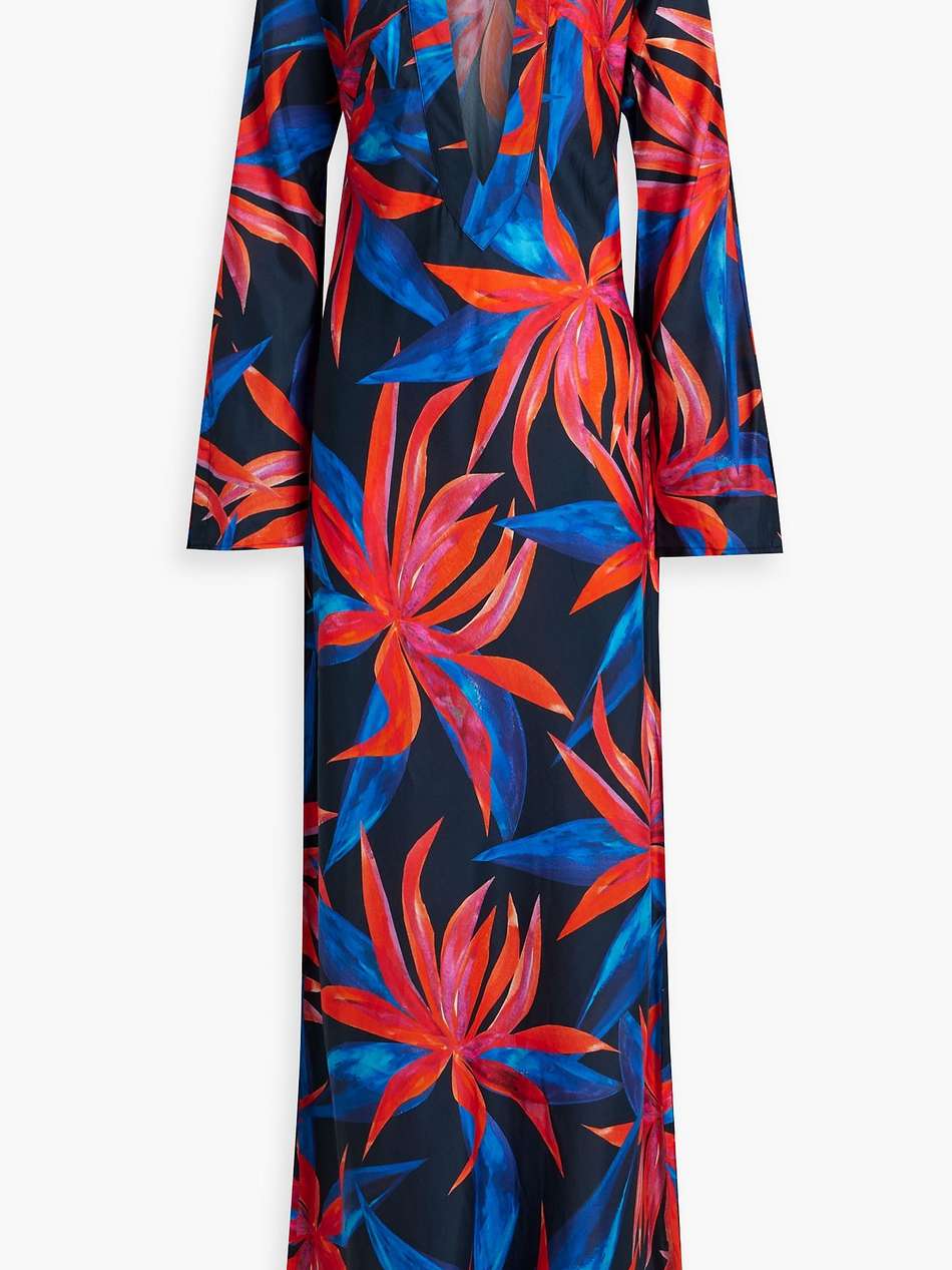printed cotton and silk-blend maxi dress