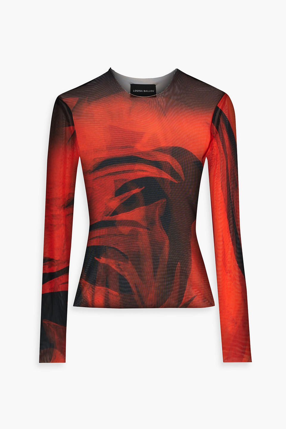 Louisa Ballou Printed Stretch-mesh Top In Red