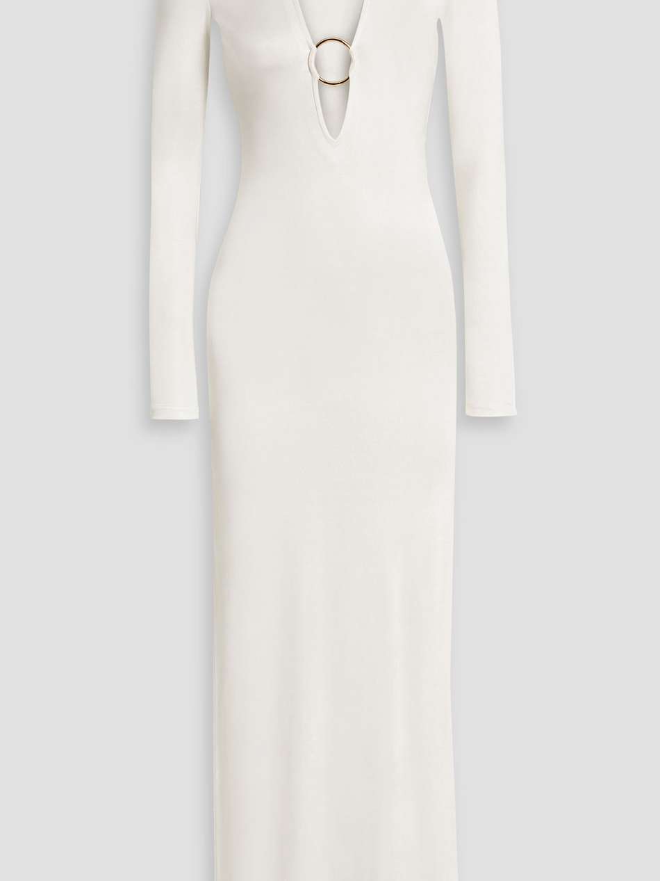 ring-embellished stretch-jersey maxi dress