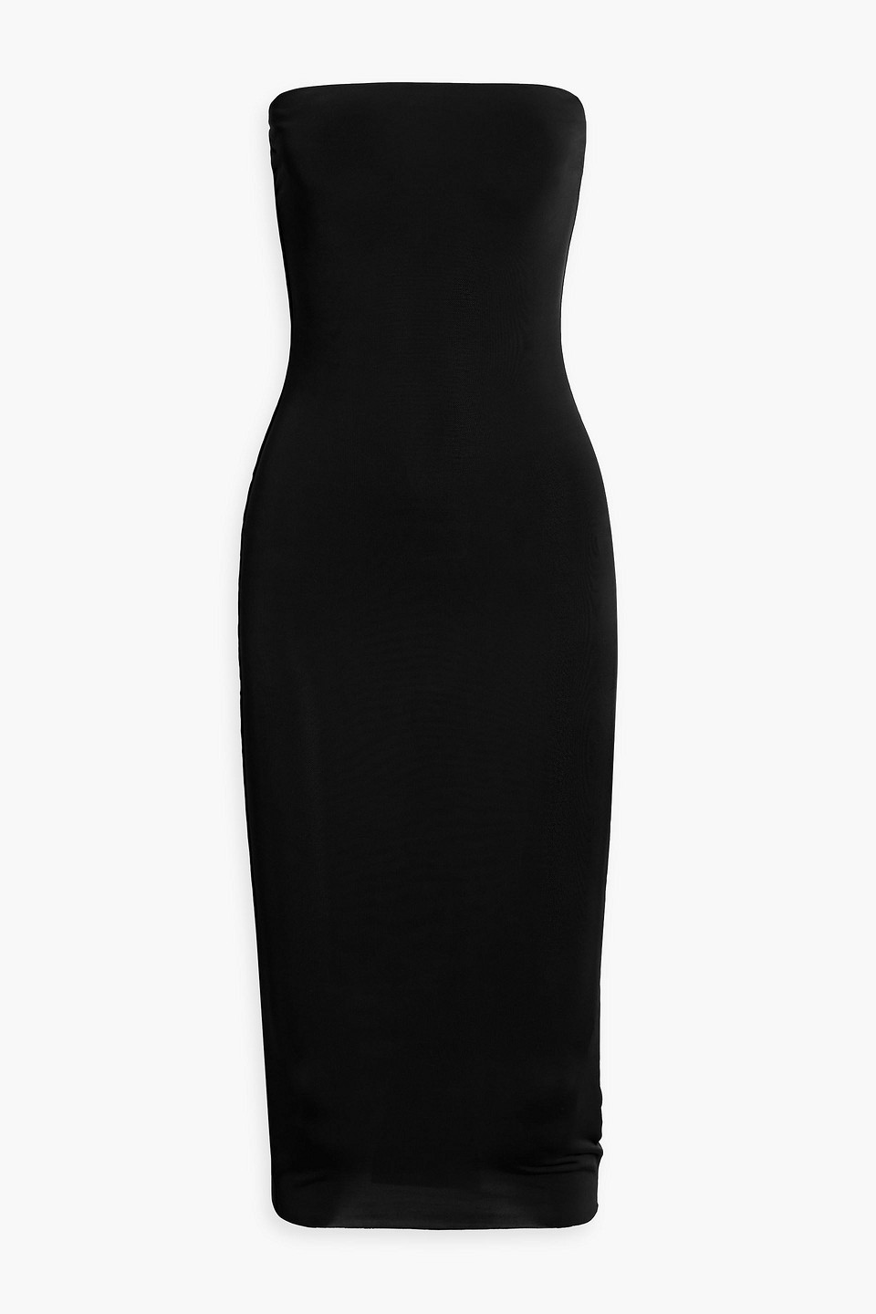 Louisa Ballou Strapless Stretch-mesh Midi Dress In Black