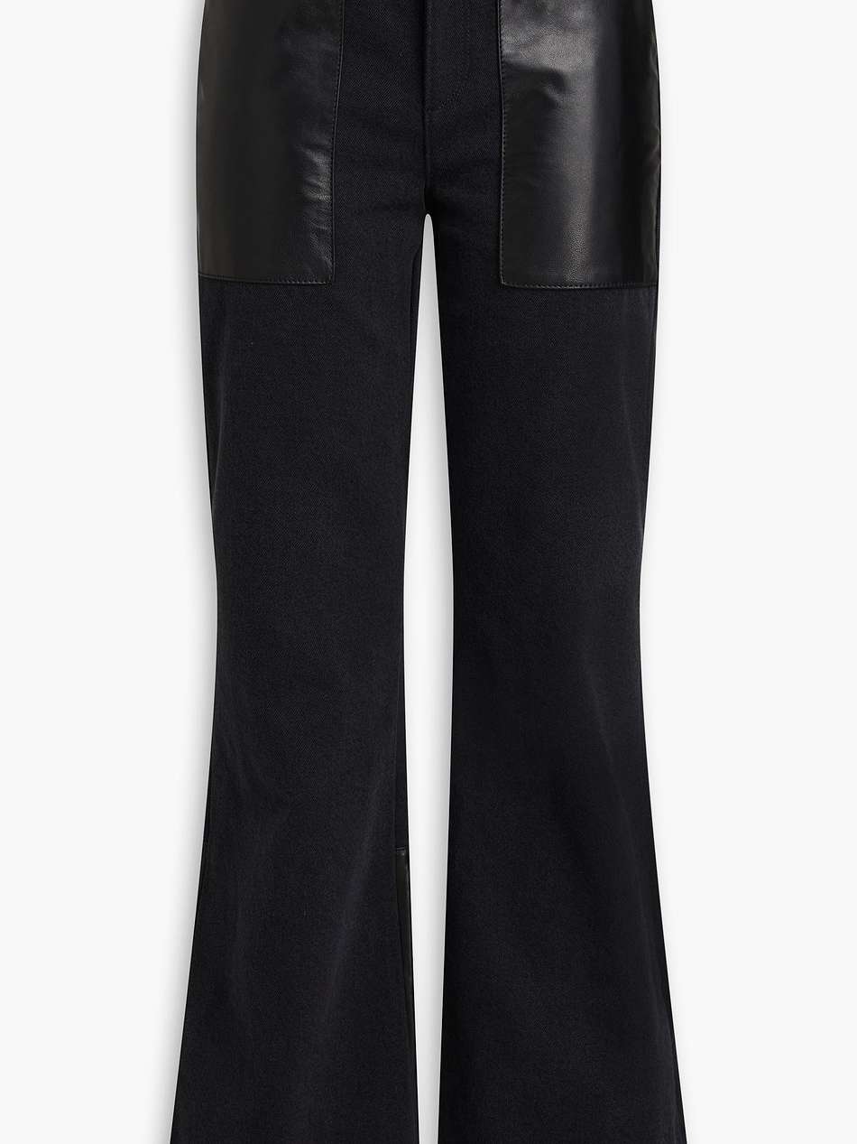 daisy leather-paneled high-rise flared jeans