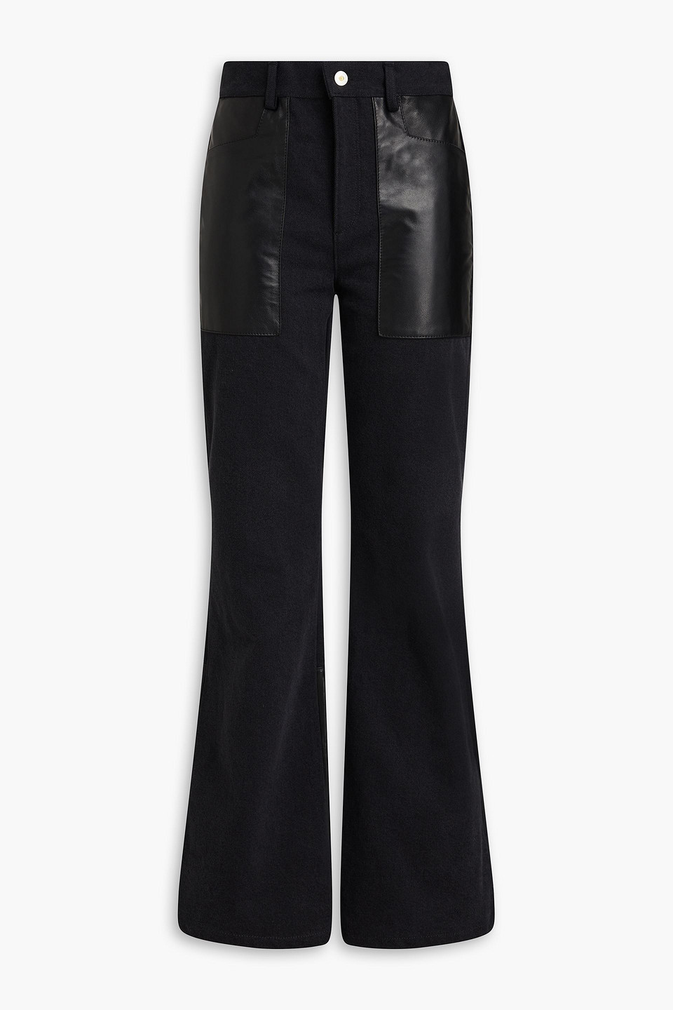 Wandler Daisy Leather-paneled High-rise Flared Jeans In Black