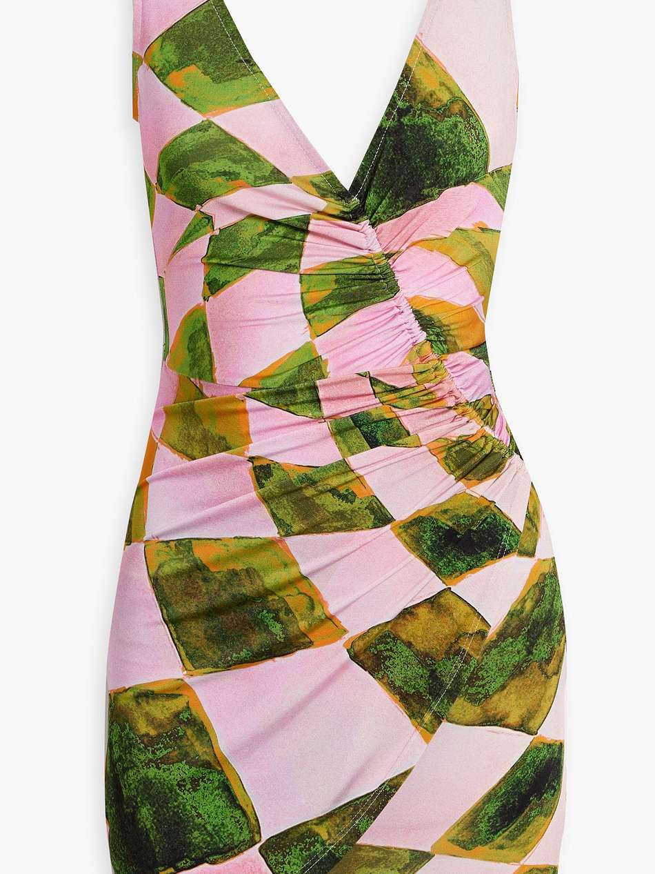 wrap-effect printed stretch-jersey mini dress