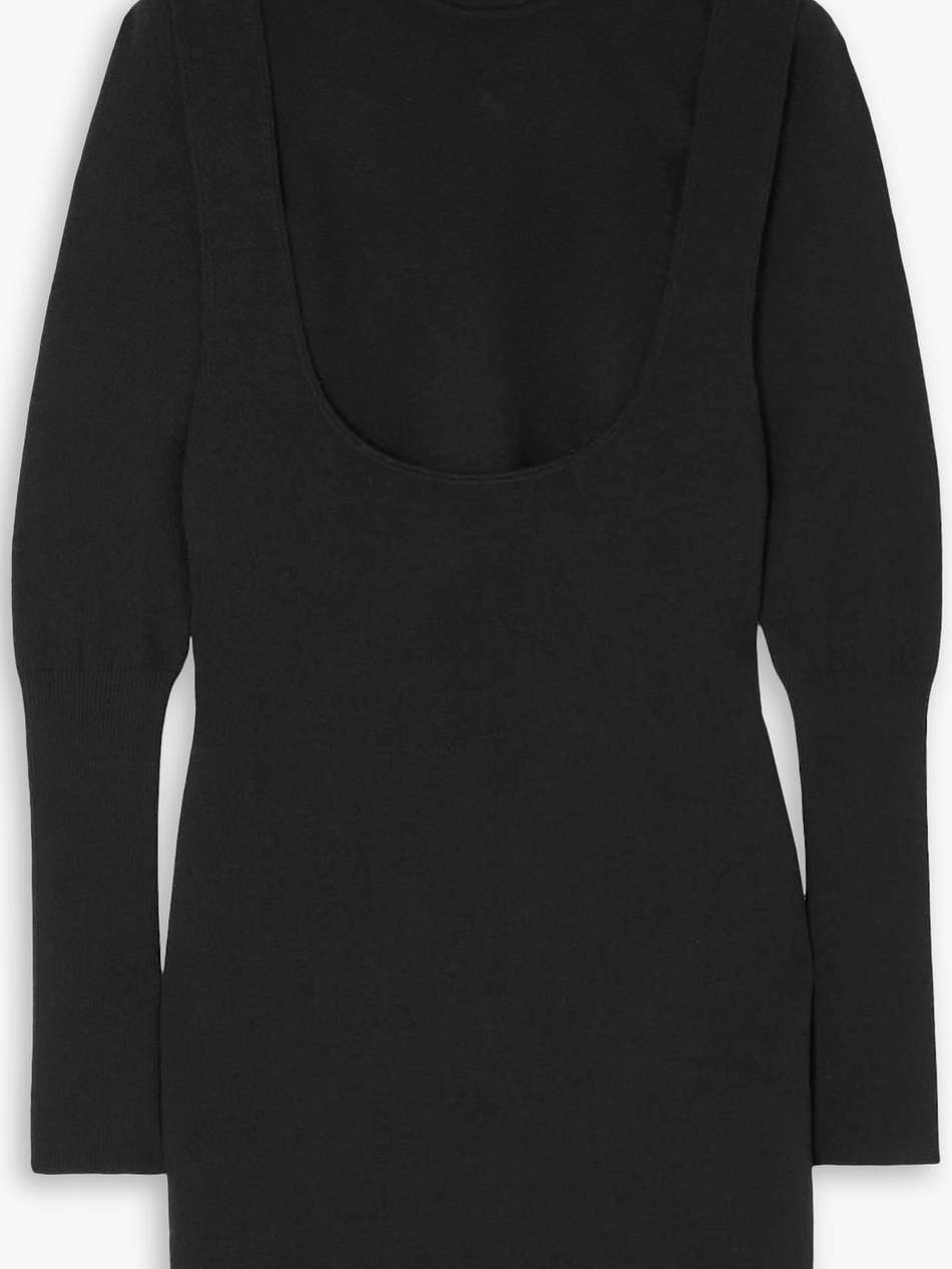 layered wool-blend mini dress