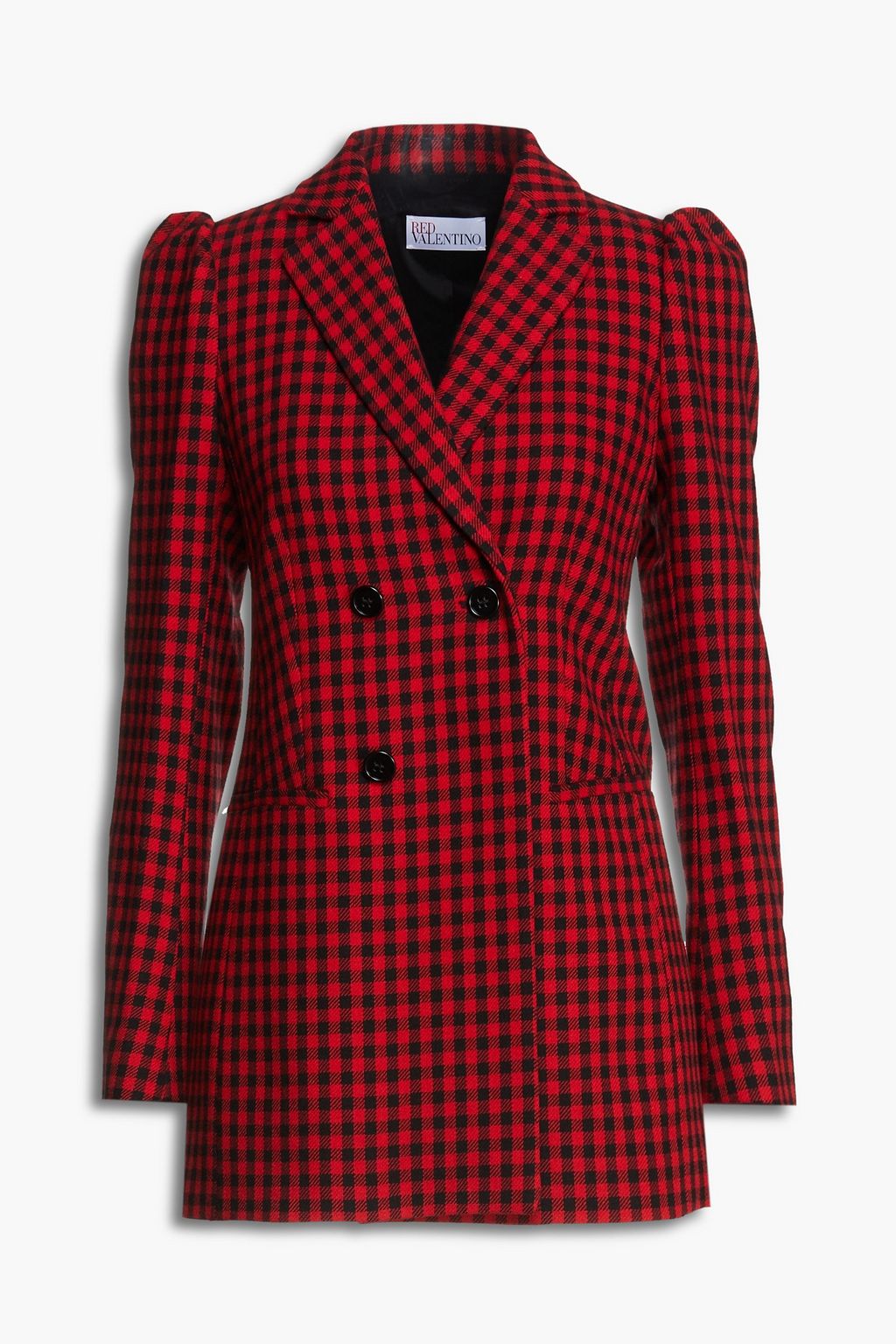 Double breasted gingham tweed blazer red IT 36