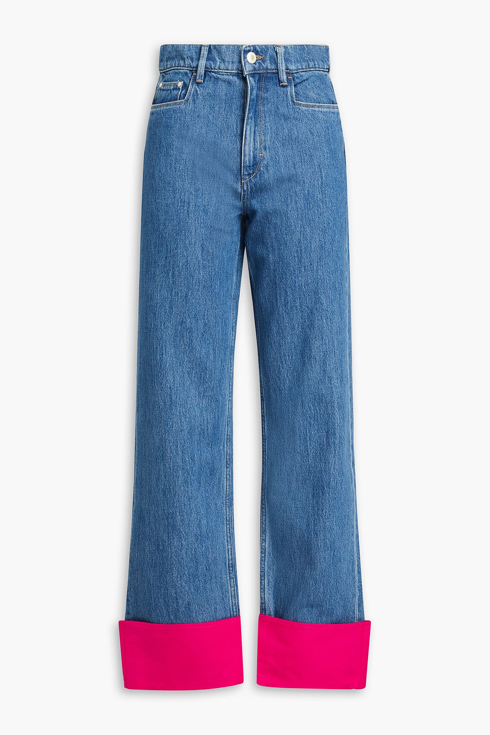 Wandler Poppy Two-tone High-rise Straight-leg Jeans In Mid Denim