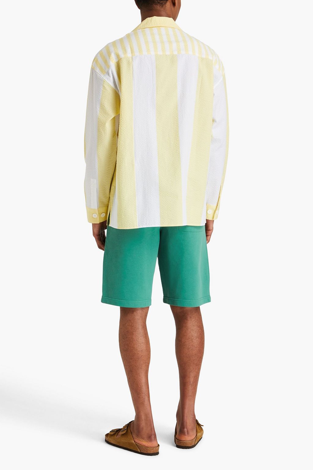 MAISON KITSUNÉ 스트라이프 프린트 코튼 시어서커 셔츠