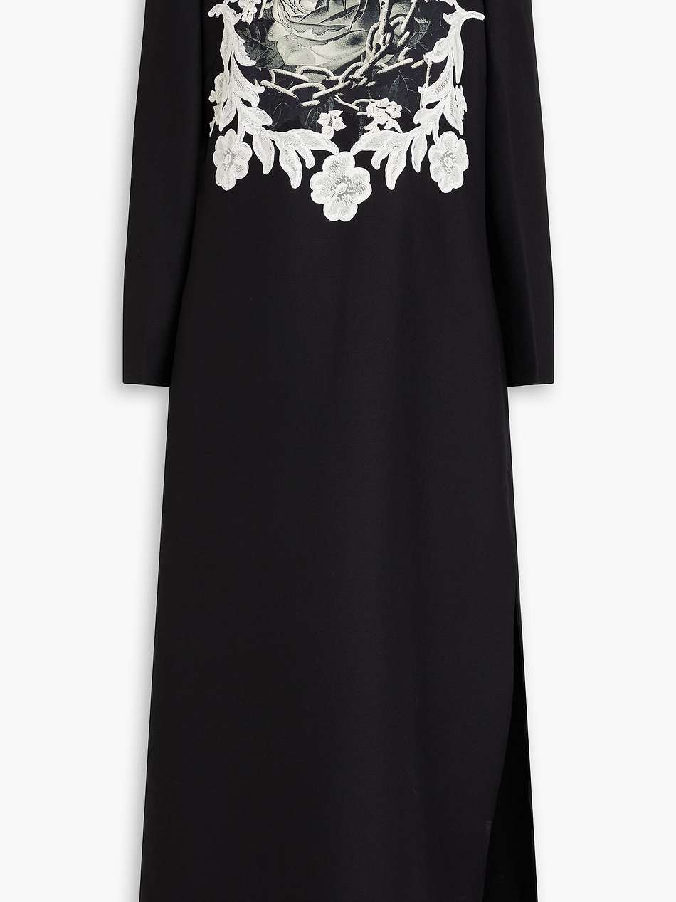 printed wool and silk-blend crepe midi dress