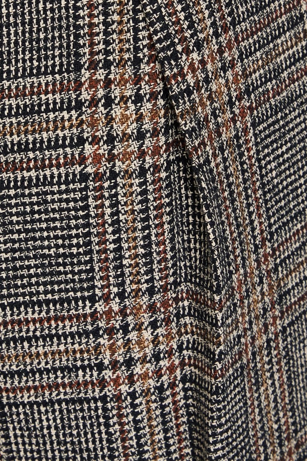 RAG & BONE بنطال "بينيت" بقصّة أرجل واسعة من مزيج التويد والقطن بنقش مربّعات برنس أوف ويلز وبكسرات