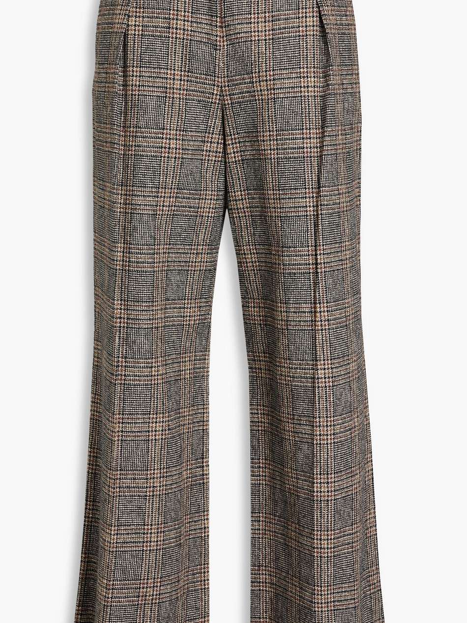 bennett pleated prince of wales checked cotton-tweed wide-leg pants