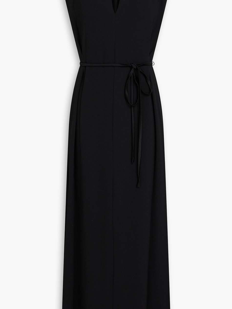 harriet belted crepe midi dress